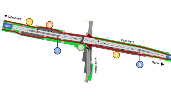 Herinrichting kruispunt Kezelberg met Ieperstraat