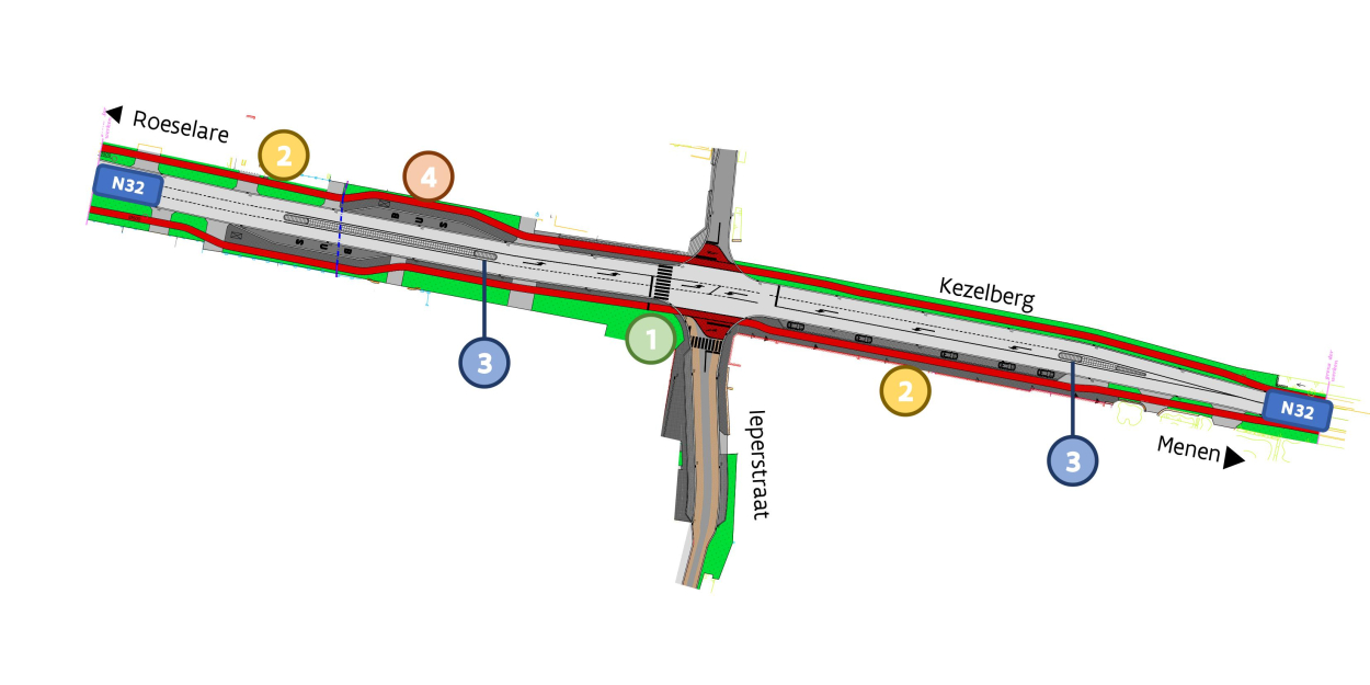 Herinrichting kruispunt Kezelberg met Ieperstraat